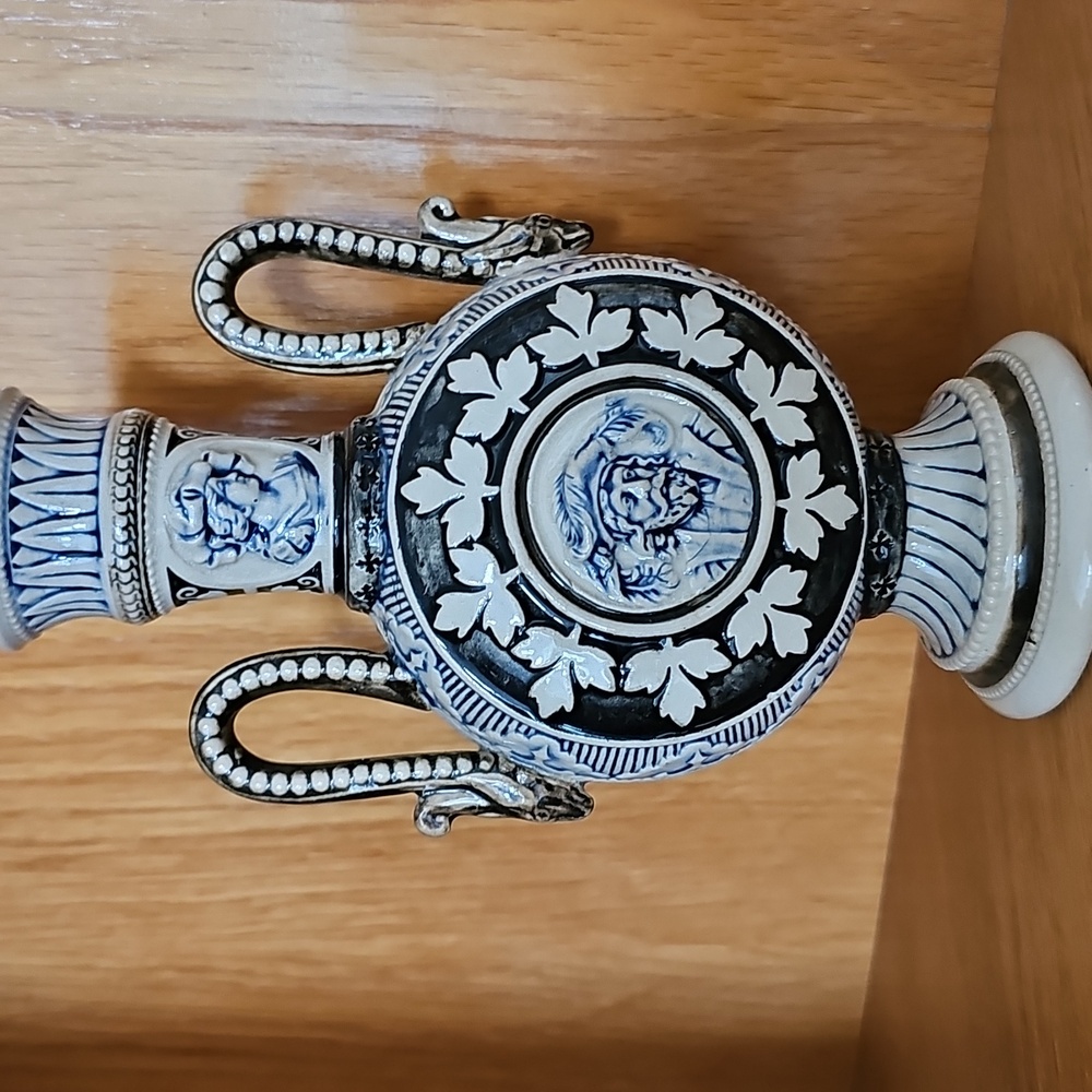 ⚱️HP⚱️Antique German Salt-Glazed Stoneware Vase 19th Century Historismus Period